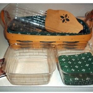 Longaberger Heartland Bakery Basket Combo Divider Berry Protectors Green Liner